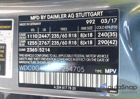 2017 Mercedes-Benz Glc 300 4Matic z USA, uszkodzony, nr VIN WDC0G4KB6HF254705